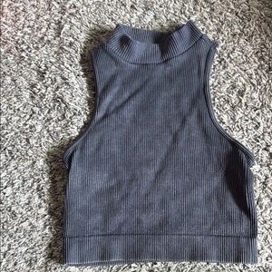 Gray Sleeveless Ribbed Top
